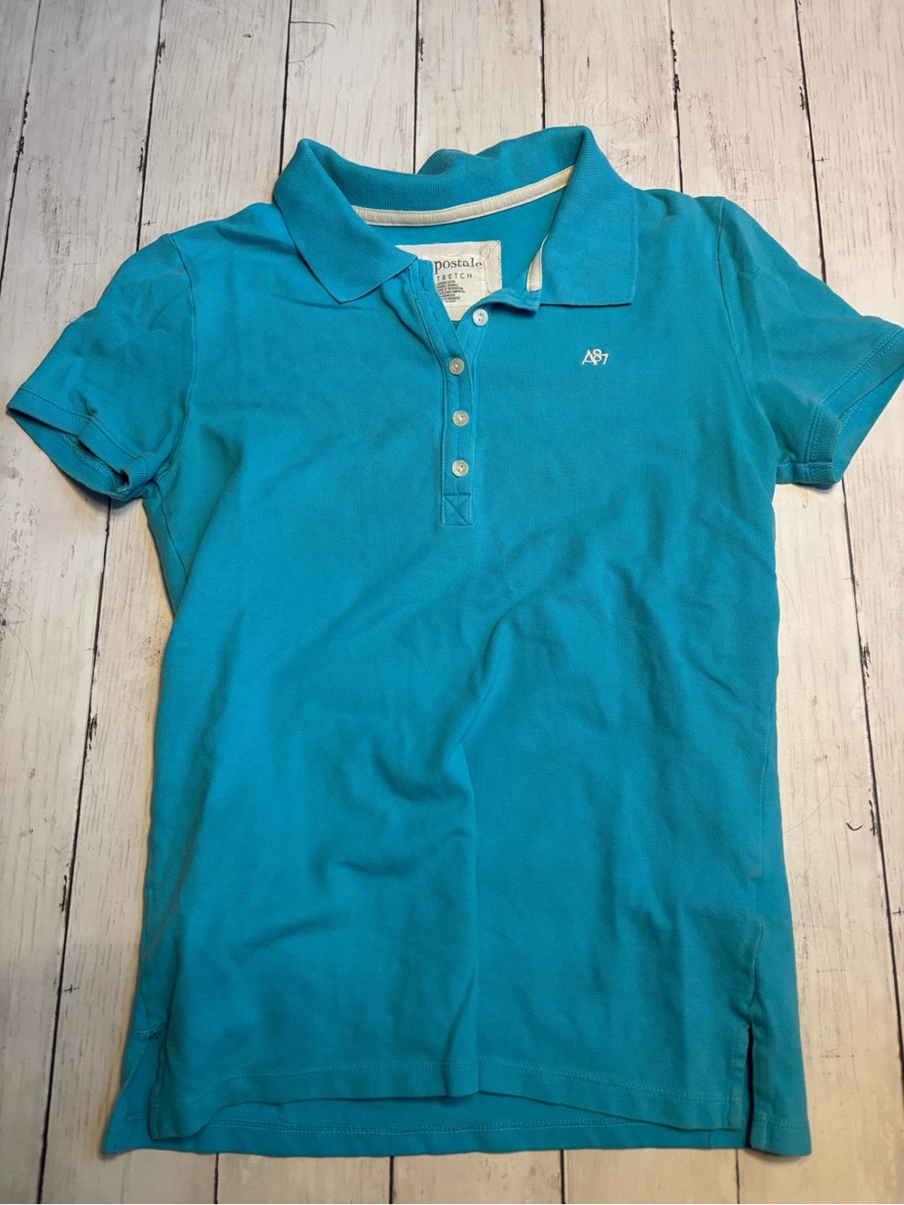 Aeropostale Girls' Bright Teal Polo with A87 Embroidery